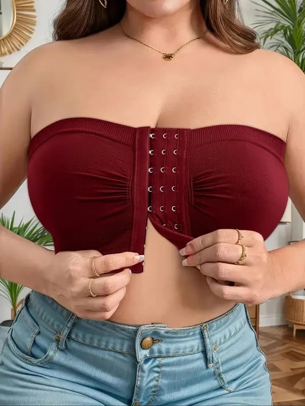 🔥👙Biustonosz bez ramiączek w dużym rozmiarze, zapinany z przodu na klamrę, oddychający