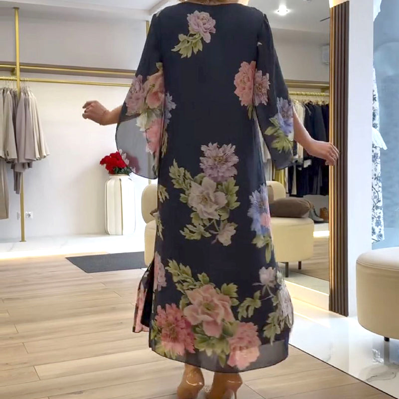 🔥👗Elegancka długa sukienka damska z nadrukiem na szyi