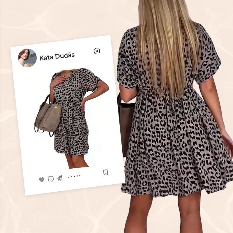 🔥👗【S-3XL】Damskie sukienki z dekoltem w serek w panterkę