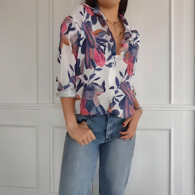 🔥👚Elegancka damska koszula z nadrukiem i guzikami