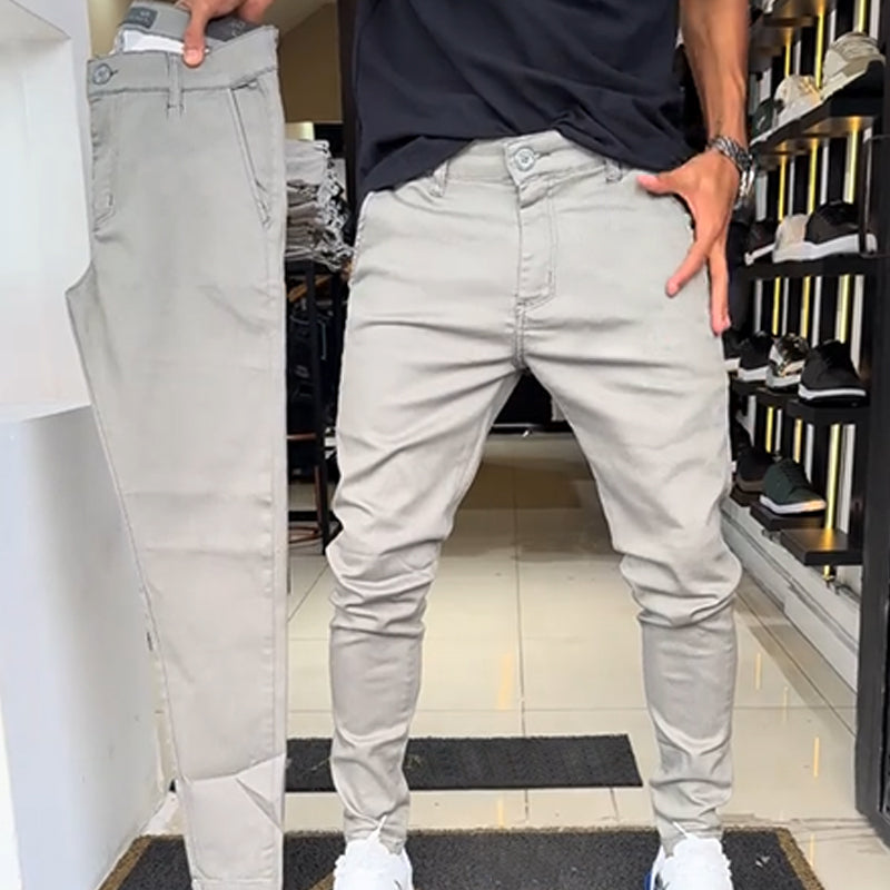 🔥👖Męskie spodnie slim fit w jednolitym kolorze