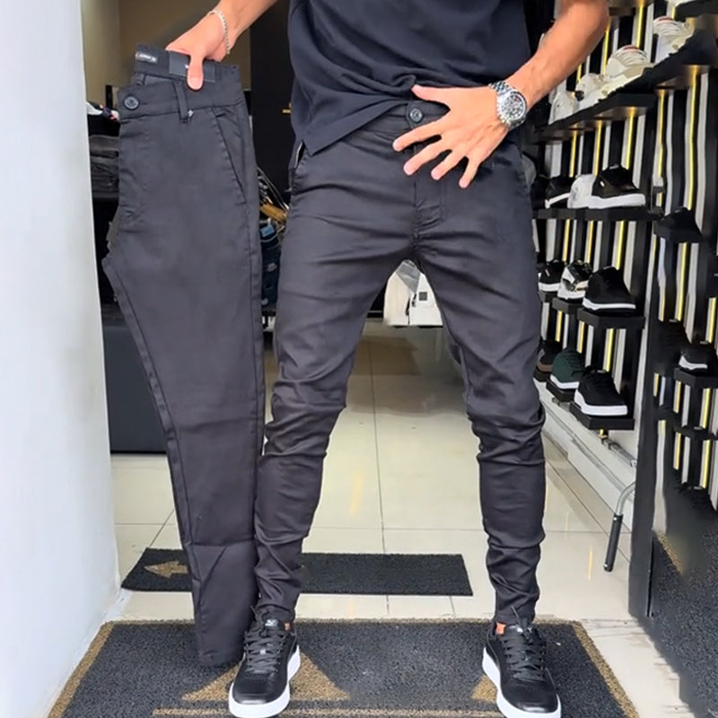 🔥👖Męskie spodnie slim fit w jednolitym kolorze