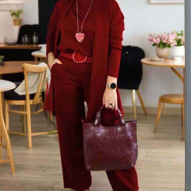 🔥👚👖【S-5XL】(Spersonalizowany) - Elegancki, długi kardigan, top i spodnie, trzyczęściowy komplet - Dostawa w ciągu 5-12 dni
