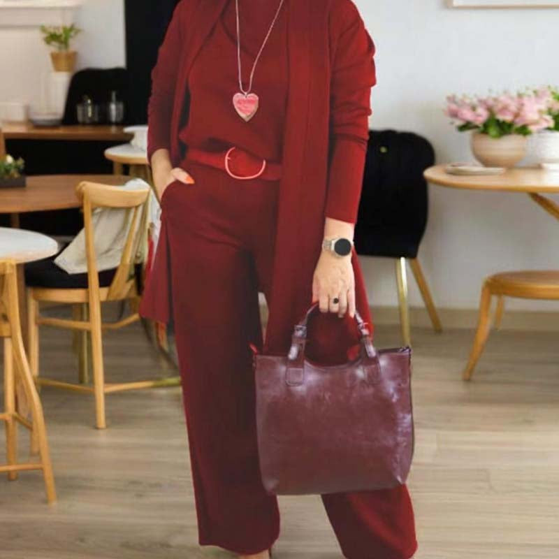 🔥👚👖【S-5XL】(Spersonalizowany) - Elegancki, długi kardigan, top i spodnie, trzyczęściowy komplet - Dostawa w ciągu 5-12 dni