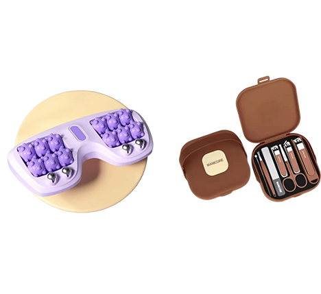 💜🦶 Przenośny masażer do stóp z podwójnymi rolkami