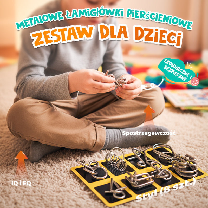 🔥✨Metalowy pierścień-łamigłówka, wersja niebieska, osiem elementów