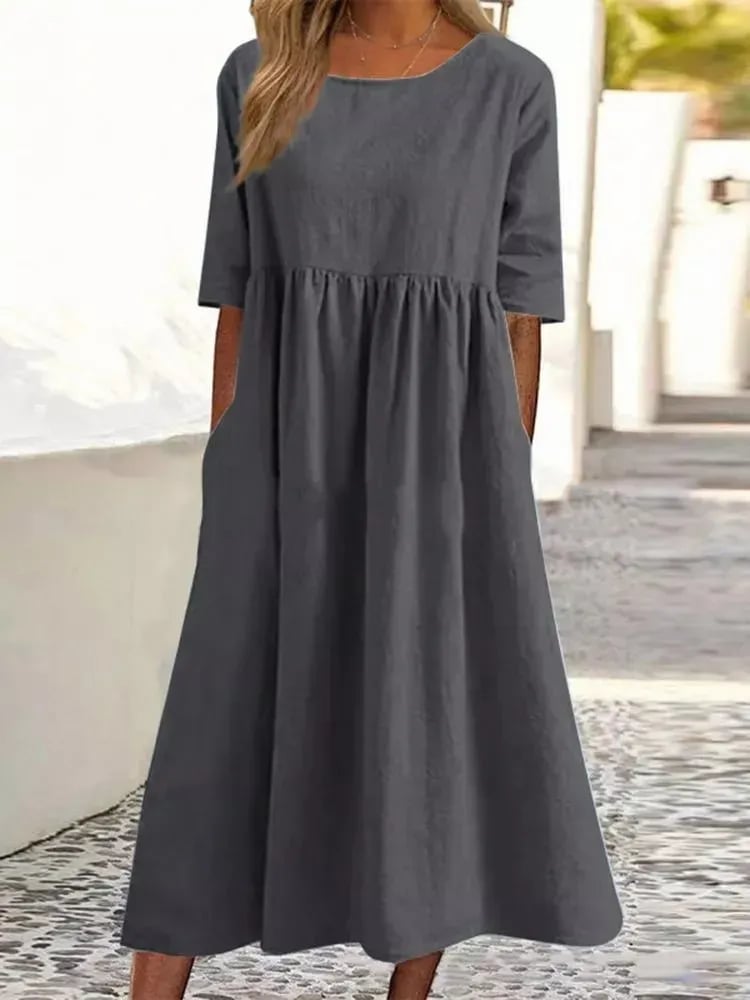 🔥👗Modna sukienka bawełniana z okrągłym dekoltem