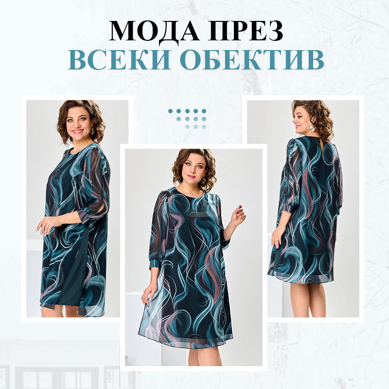 🔥👗Marzycielska szyfonowa sukienka z nadrukiem