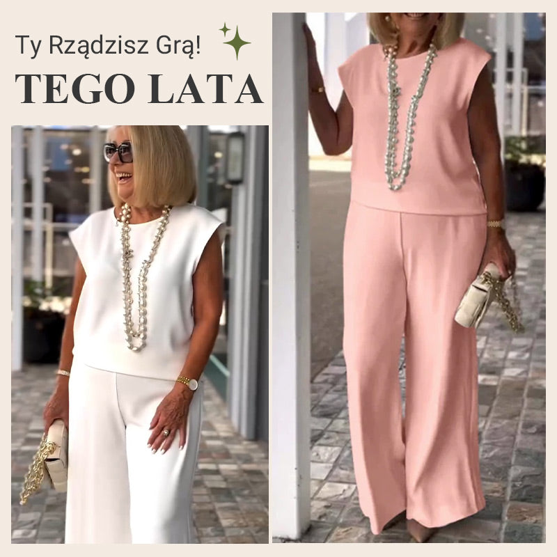 🔥👚👖Dwuczęściowy damski lniano-bawełniany top i spodnie