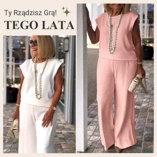 🔥👚👖Dwuczęściowy damski lniano-bawełniany top i spodnie
