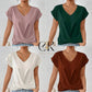 🔥👚 Casual Krótki Rękaw Elegancki T-shirt z Dekoltem w Serek