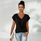 🔥👚 Casual Krótki Rękaw Elegancki T-shirt z Dekoltem w Serek