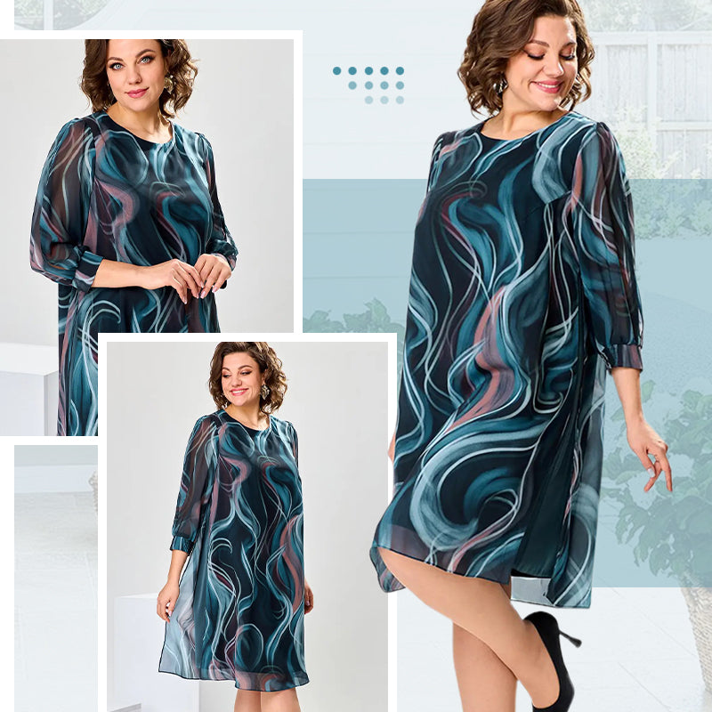 🔥👗Marzycielska szyfonowa sukienka z nadrukiem