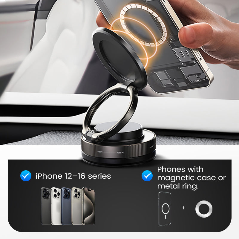 🔥🔄Regulowany podciśnieniowy magnetyczny uchwyt na telefon 360° 📱🚗