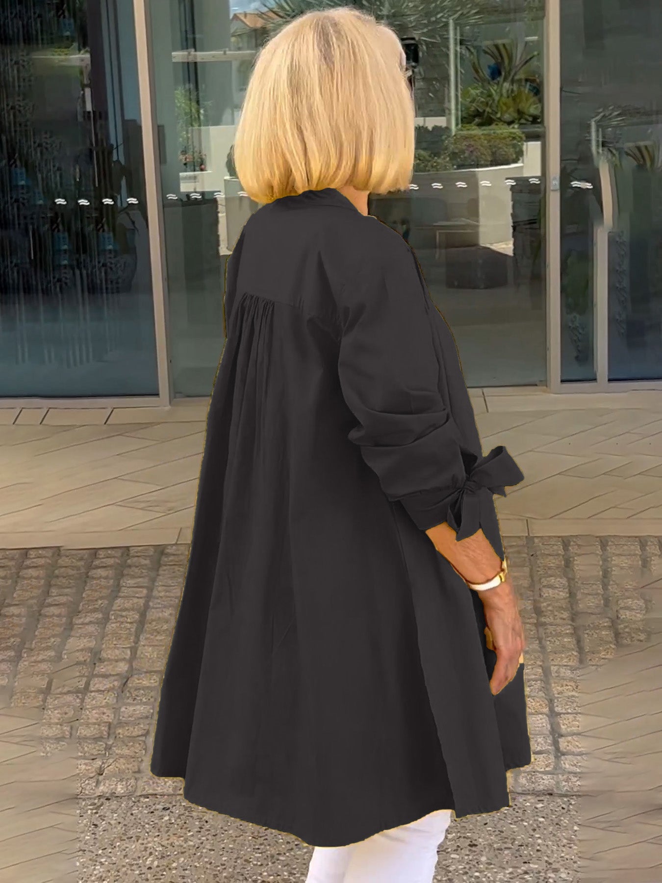 🔥👚👖Długa bawełniana kurtka koszulowa w jednolitym kolorze