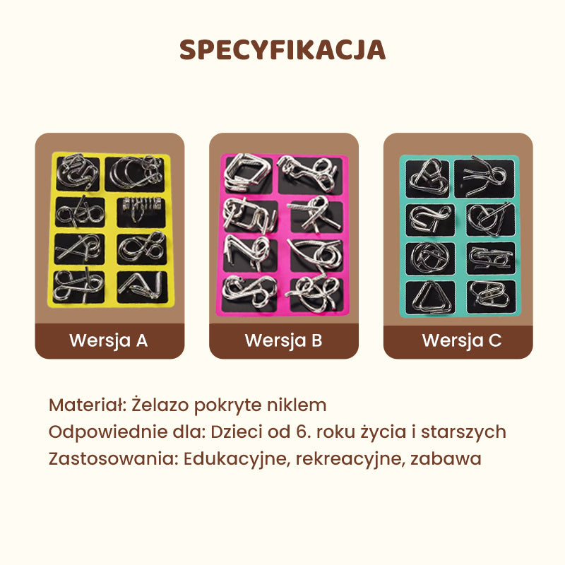 🔥✨Metalowy pierścień-łamigłówka, wersja niebieska, osiem elementów