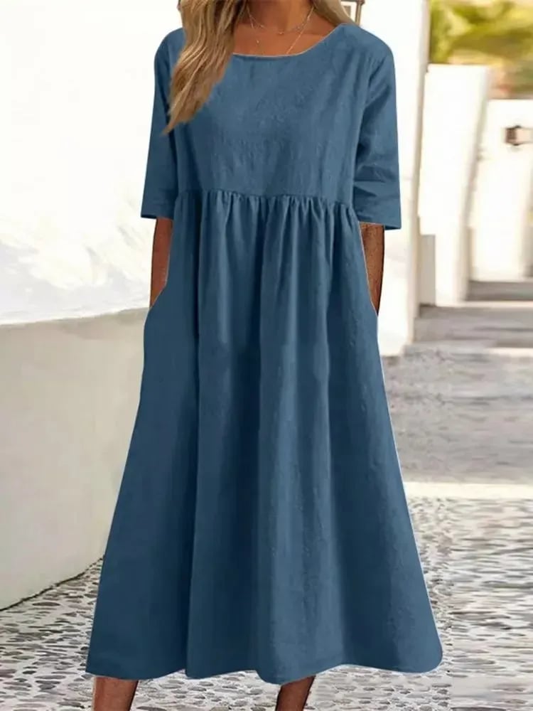 🔥👗Modna sukienka bawełniana z okrągłym dekoltem