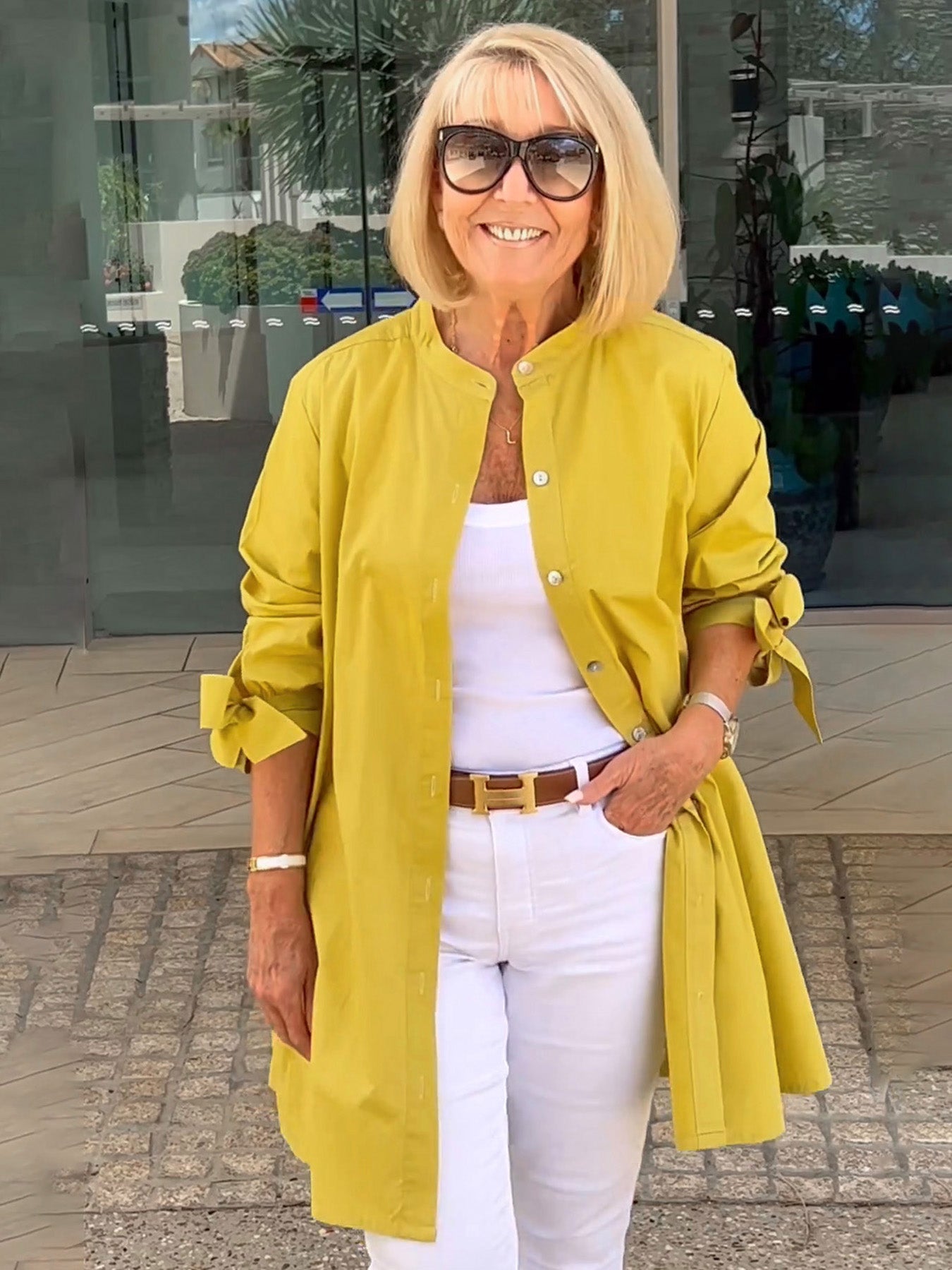 🔥👚👖Długa bawełniana kurtka koszulowa w jednolitym kolorze