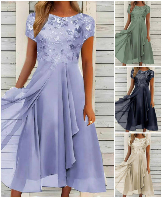 🔥👗Modna tiulowa sukienka z okrągłym dekoltem💖