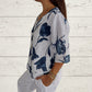 🔥👚2025💐Damski lniany luźny top z dekoltem w szpic