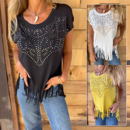 🔥👚Damska koszulka z krótkim rękawem w jednolitym kolorze🌟