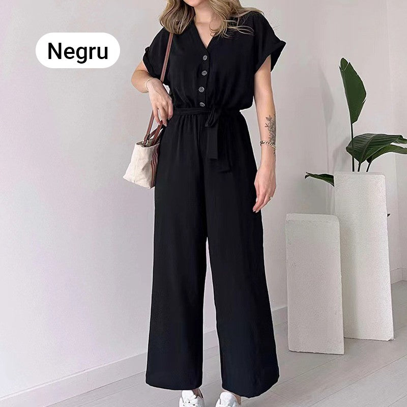 🔥👚👖Casualowy kombinezon damski z krótkim rękawem V-Neck