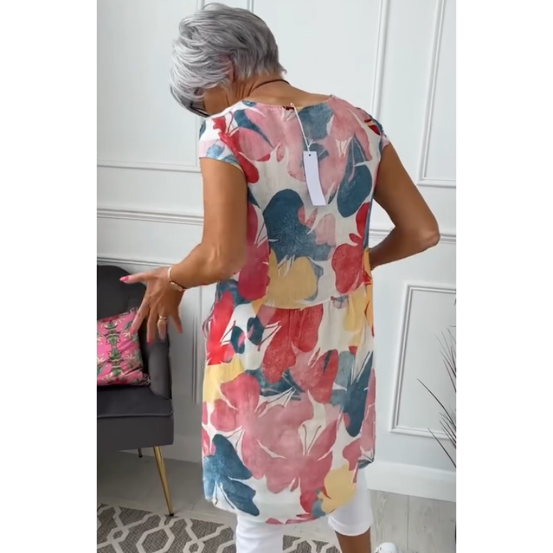 🔥👗Luźna sukienka do kolan z wzorem w motyle✨