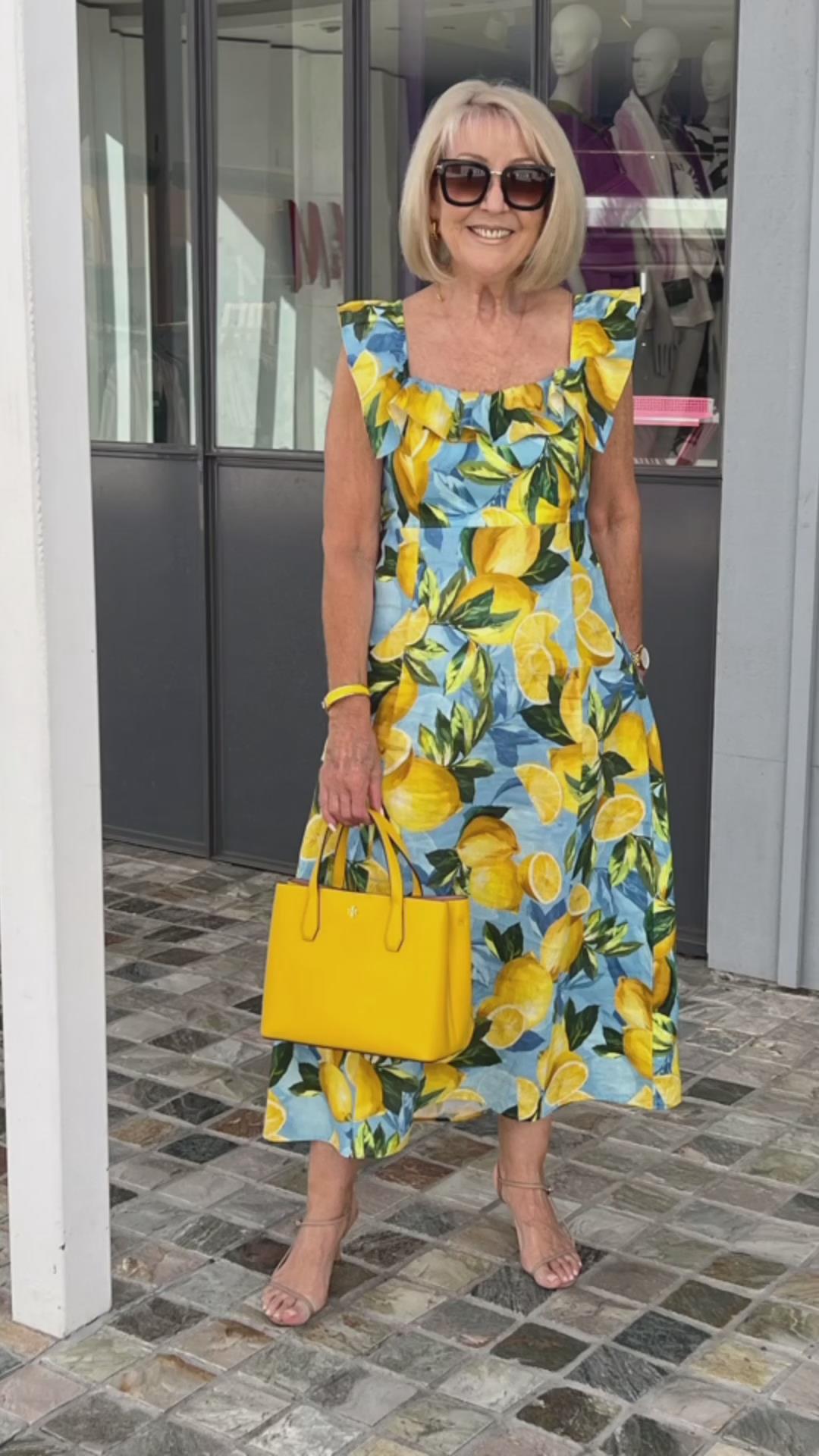 🔥👗Sukienka tunika z nadrukiem cytrynowym