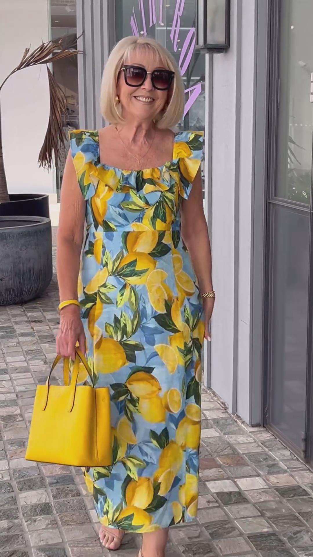 🔥👗Sukienka tunika z nadrukiem cytrynowym
