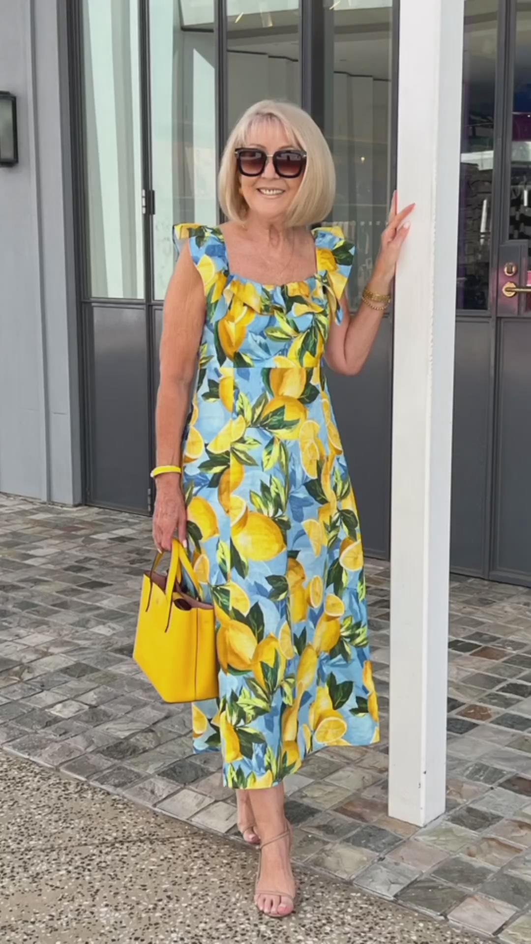 🔥👗Sukienka tunika z nadrukiem cytrynowym