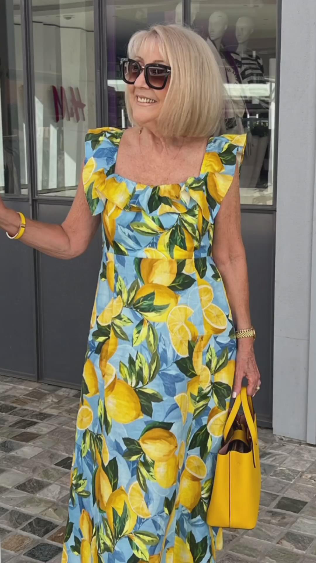 🔥👗Sukienka tunika z nadrukiem cytrynowym