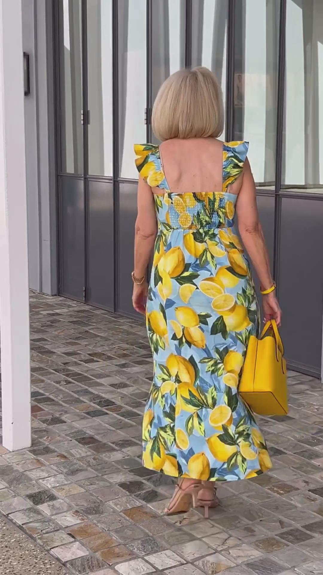 🔥👗Sukienka tunika z nadrukiem cytrynowym