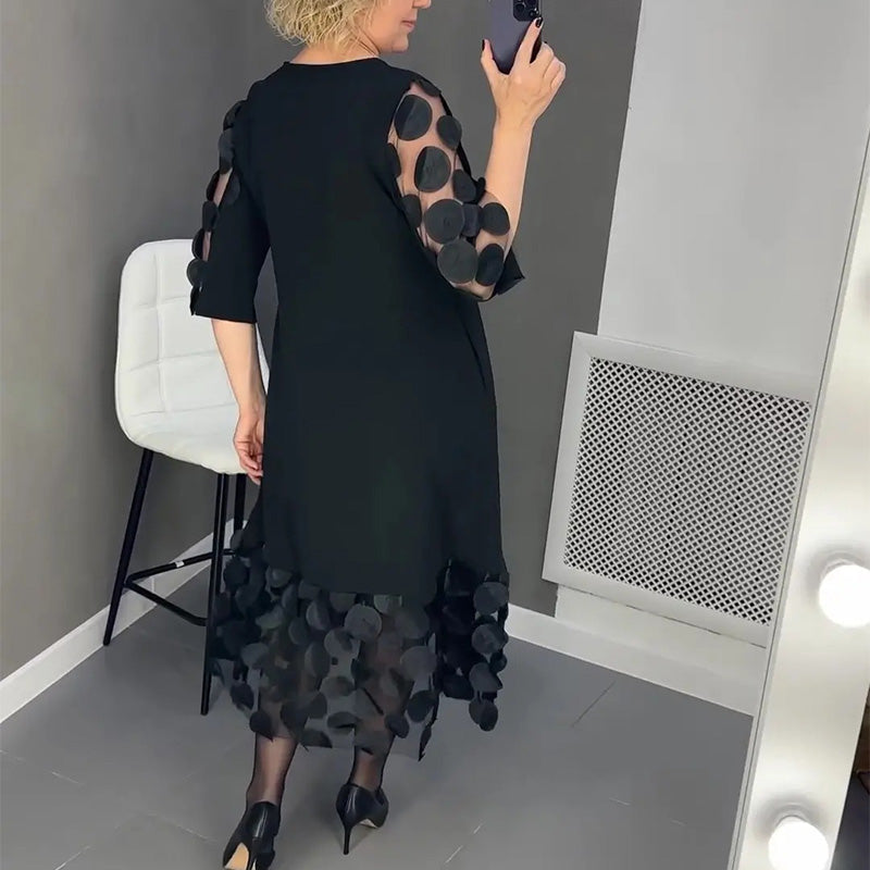 🔥👗2025 Elegancja i Komfort  Stylowa Rozkloszowana Sukienka Plus Size w Kropki