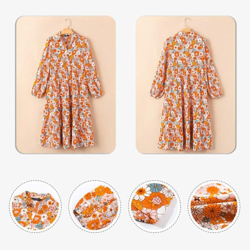 🌸Specjalne okazje wiosenne💐 Damska sukienka midi w stylu boho z długim rękawem i dekoltem w serek