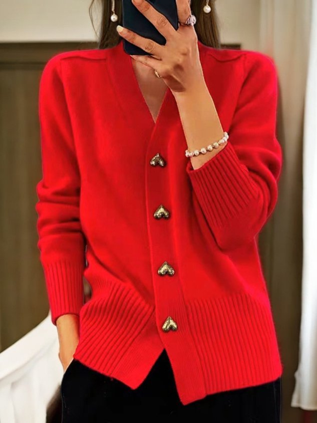 🔥👚Damski casualowy zimowy kardigan z przędzy wełnianej zapinany na guziki