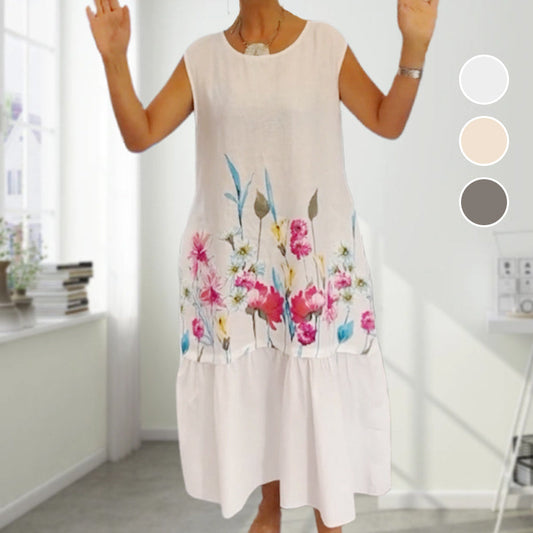 🌺👗【S-4XL】 LETNIA SUKIENKA DAMSKA - Kwiatowy Wzór & Bezrękawna