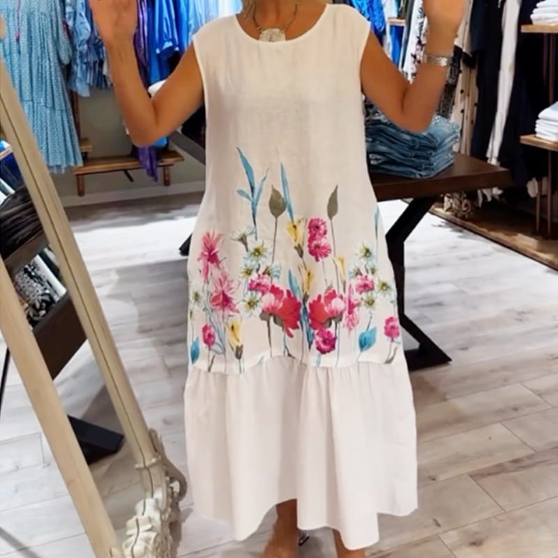 🌺👗【S-4XL】 LETNIA SUKIENKA DAMSKA - Kwiatowy Wzór & Bezrękawna