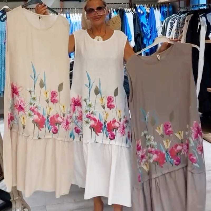 🌺👗【S-4XL】 LETNIA SUKIENKA DAMSKA - Kwiatowy Wzór & Bezrękawna