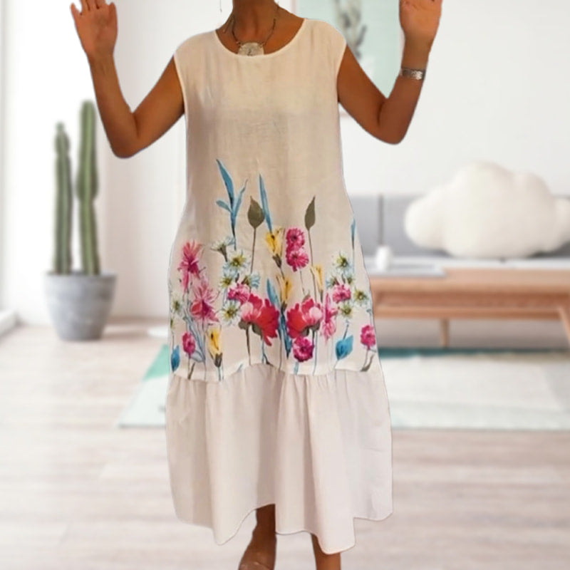 🌺👗【S-4XL】 LETNIA SUKIENKA DAMSKA - Kwiatowy Wzór & Bezrękawna
