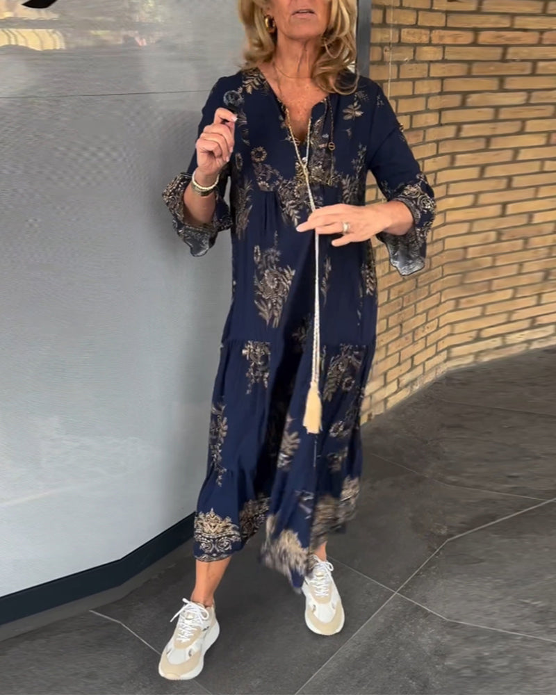 🔥👗Wysokiej jakości luźna sukienka z dekoltem V w wyrafinowanym stylu