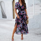 🔥👗Sukienka damska casual z dekoltem w serek i kwiatowym nadrukiem