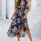 🔥👗Sukienka damska casual z dekoltem w serek i kwiatowym nadrukiem