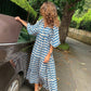 🔥👗 Damska Elegancka Sukienka Maxi z Puff Rękawami i Kwiatowym Wzorem