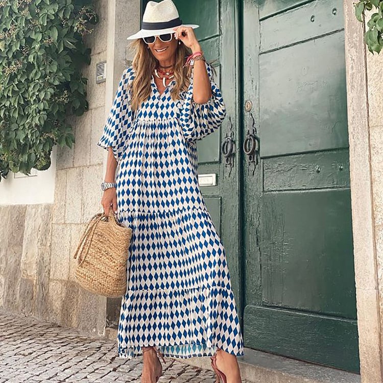 🔥👗 Damska Elegancka Sukienka Maxi z Puff Rękawami i Kwiatowym Wzorem