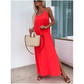 💗👗Luźna sukienka maxi na ramiączkach z rozcięciem z boku