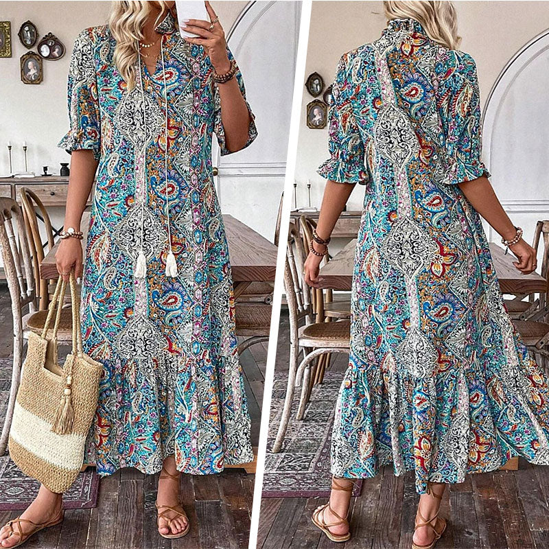🔥👗Sukienka z nadrukiem w stylu bohemy