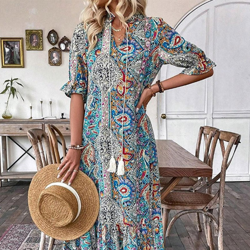 🔥👗Sukienka z nadrukiem w stylu bohemy