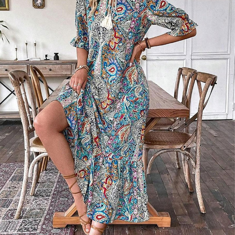 🔥👗Sukienka z nadrukiem w stylu bohemy
