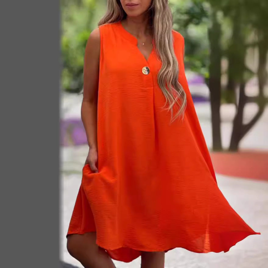🔥👗 Monochromatyczna sukienka bez rękawów