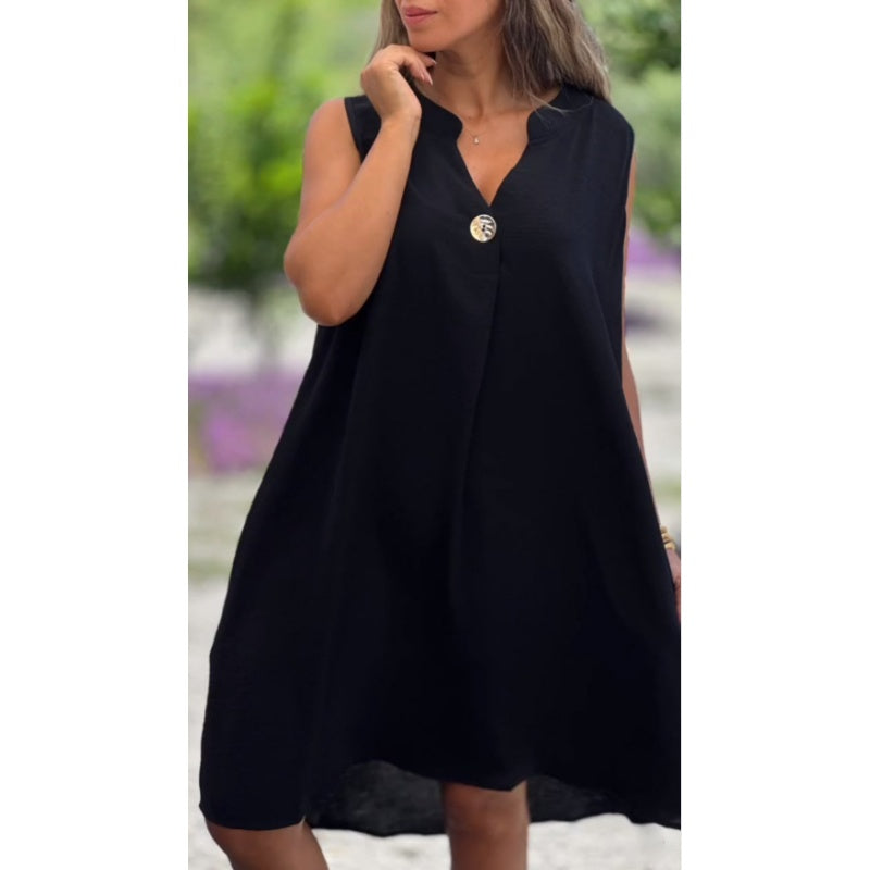 🔥👗 Monochromatyczna sukienka bez rękawów
